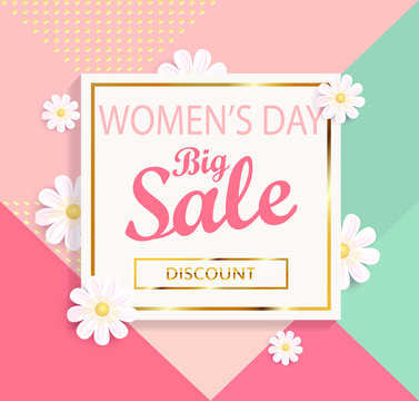 Women's day big sale geometric background.