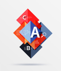 Glossy squares with text, abstract geometric design concept