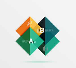 Glossy squares with text, abstract geometric design concept