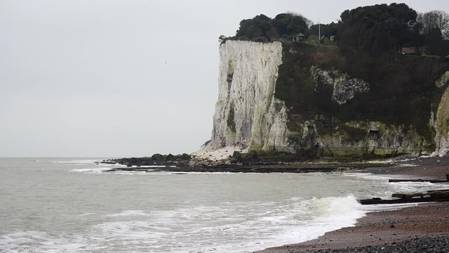Beach in Dover overlooking the White Cliffs