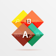 Glossy squares with text, abstract geometric design concept