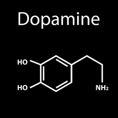 Chemical molecular formula hormone dopamine. The hormone pleasure. Infographics Vector illustration
