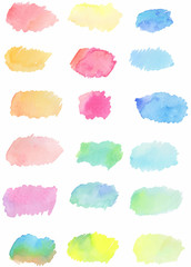 Set of colorful gradient watercolor stains