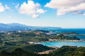 View of Jiufen hills and sea