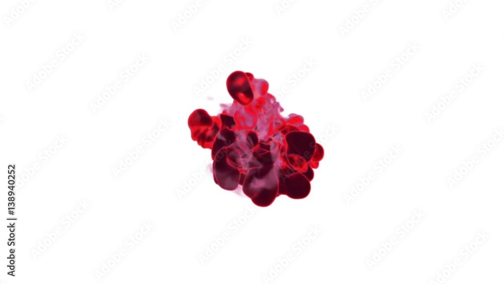 Poster red ink reacting in water creating abstract clouds. can be used as transitions, art backgrounds or o
