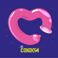 Condom in shape of heart - vector