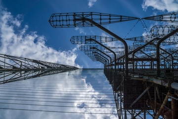 Detail of Duga radar from bottom, Ukraine