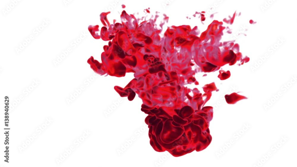 Poster red ink reacting in water creating abstract clouds. can be used as transitions, art backgrounds or o