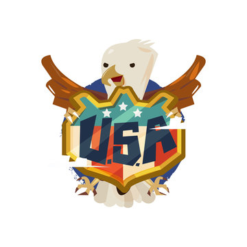 American eagle with USA badge shield. freedom concept - vector illustration