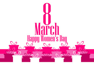 8 March day. International Women's day. Banner with gift boxes. Vector illustration