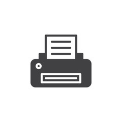 Printer icon vector, filled flat sign, solid pictogram isolated on white. Printing symbol, logo illustration. Pixel perfect