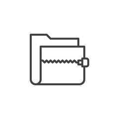 Fototapeta na wymiar Zip archive folder line icon, outline vector sign, linear style pictogram isolated on white. Symbol, logo illustration. Editable stroke. Pixel perfect