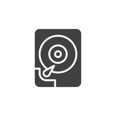 Hard disk drive icon vector, filled flat sign, solid pictogram isolated on white. HDD symbol, logo illustration. Pixel perfect