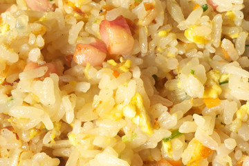 Yakimeshi - Japanese pan fried rice with bacon, egg, and vegetable