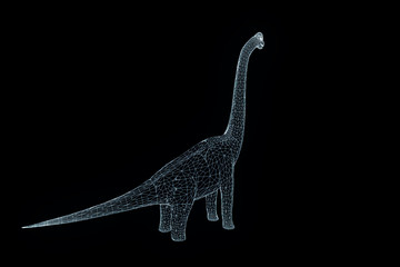 Dinosaur Brachiosaurus in Hologram Wireframe Style. Nice 3D Rendering
- 138944819
