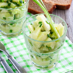 Salad of radish and green onion, selective focus