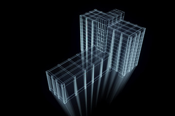 3D Building in Motion. Nice 3D Rendering
