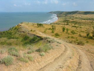 Country road to the sea. Crimea, Kerch.