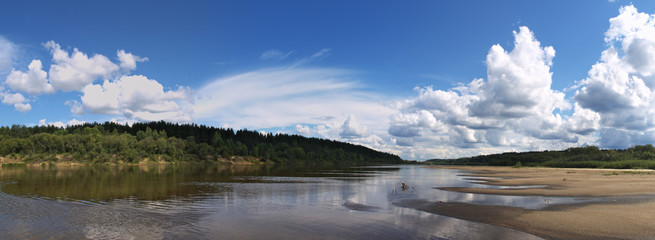 panoramic views of the river Vetluga in the summer on a Sunny day