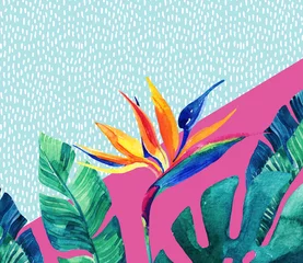 Wall murals Grafic prints Abstract tropical summer design in minimal style.