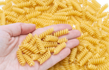 Italian pasta in hand