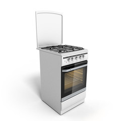 gas stove 3d render isolated on a white background