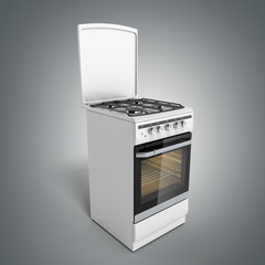 gas stove 3d render on grey background