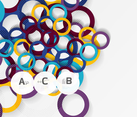 3d rings on grey. Geometrical modern abstract background