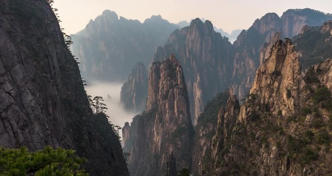 4K Timelapse of Huangshan national park ,Scene of Mist, (Yellow Mountain) Anhui Province, China