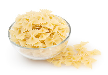 Bow tie pasta isolated on white background with clipping path