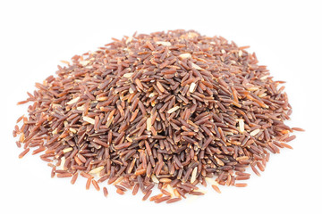Germinated brown rice isolated on white background. GABA rice.