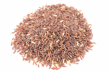Germinated brown rice isolated on white background. GABA rice.