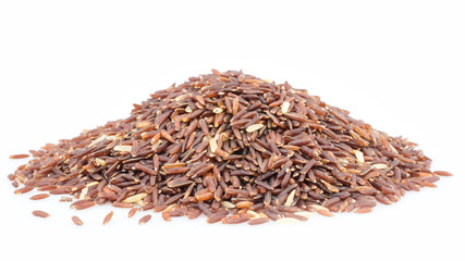 Germinated brown rice isolated on white background. GABA rice.