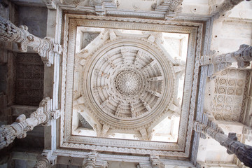 Interior of Ranakpur Temple in Rajasthan, India