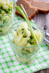 Salad of radish and green onion, selective focus