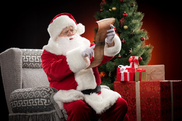 Santa Claus reading wishlist