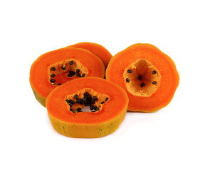 Papaya fruit sliced isolated on a white background