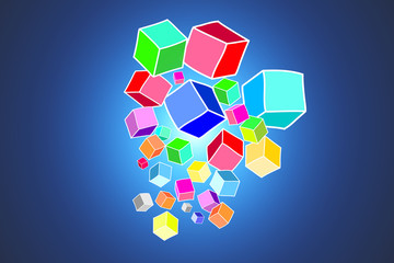 Concept of Colorfull data cube isolated on background- Technology concept