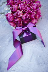 Gift box with flower bouquet 