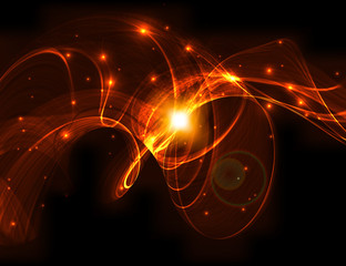 Abstract design - bright wave shape on black background.