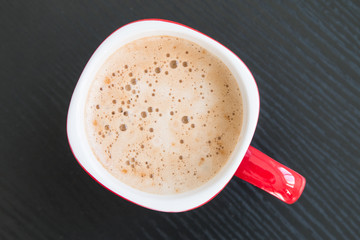 Hot coffee on the table