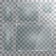 set of transparent glass on sample .
