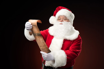 Santa Claus reading wishlist