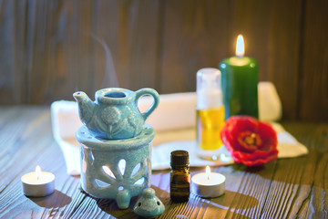 The oil warmer in the candles