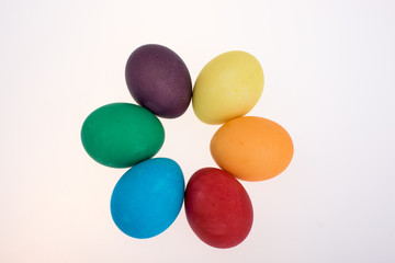 Fototapeta na wymiar Easter eggs on white