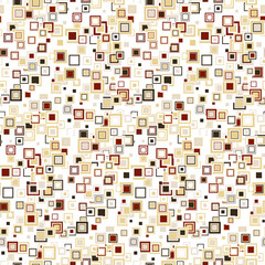 Geometric seamless pattern. The squares of different sizes and colors arranged on a white background. Useful as design element for texture, pattern and artistic compositions.