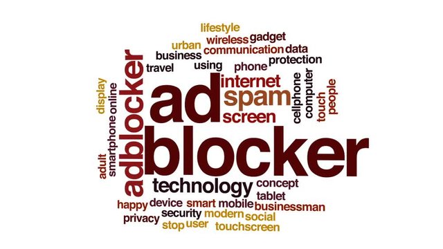 Ad blocker animated word cloud, text design animation.