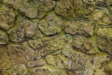 Stone wall, moss-grown