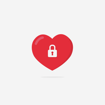 Locked Heart Illustration. Flat Love Shape with Lock Sign
