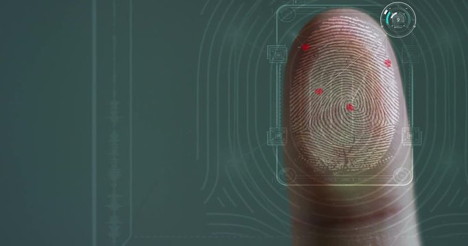  futuristic digital processing of biometric fingerprint scanner. concept of surveillance and security scanning of digital programs and fingerprint biometrics. cyber futuristic applications.